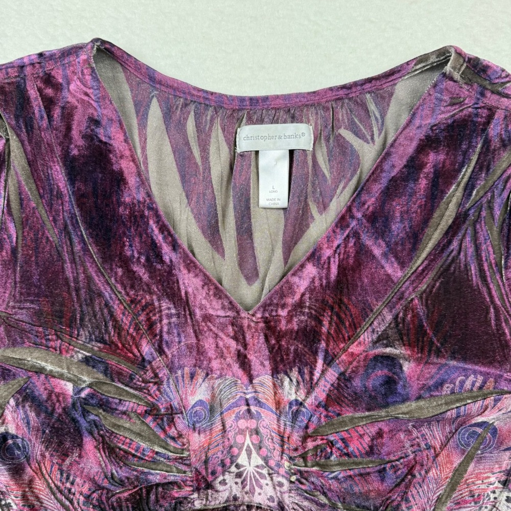 Christopher & Banks Tunic Burnout Velvet Whimsigoth Empire Waist Size Large Long - Picture 5 of 12